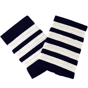 Navy Blue Epaulettes with Silver Stripes