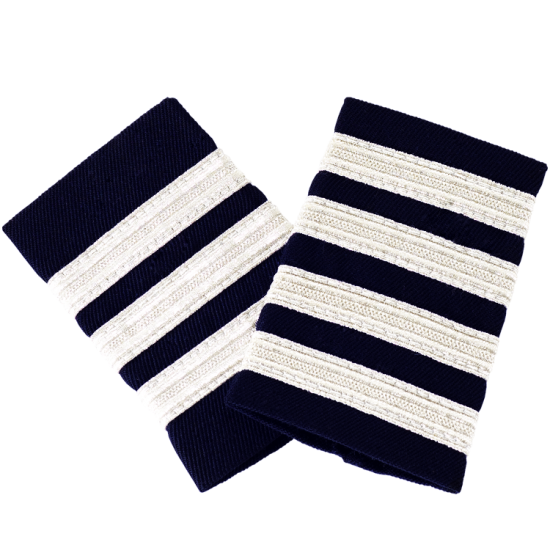 Navy Blue Epaulettes with Silver Stripes - Click Image to Close